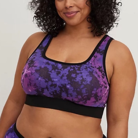 TORRID NWT LIGHTLY PADDED SEAMLESS BRALETTE - TIE DYE PURPLE - Picture 5 of 7